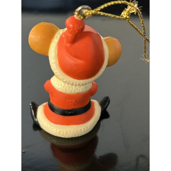 4 Vintage Ornaments Flocked Santa & Mrs Claus Christmas Mouse Santa by Fire - Picture 9 of 11